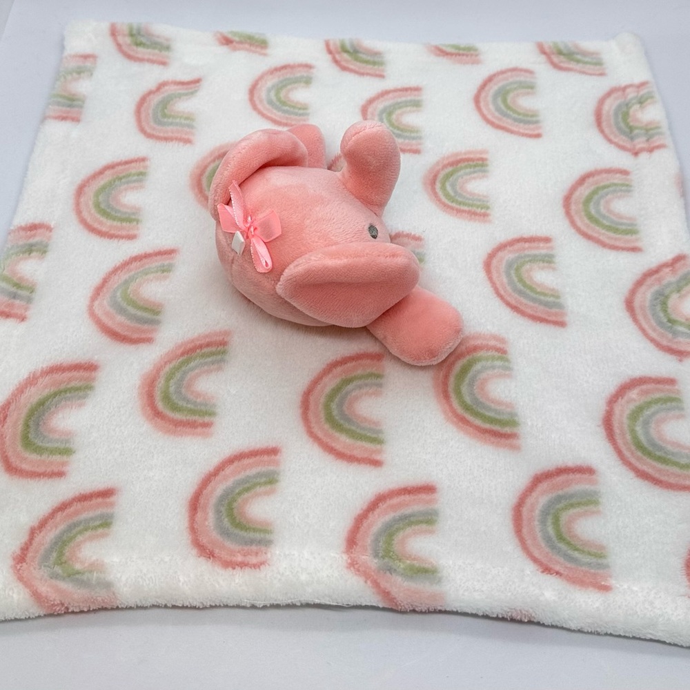 Baby Essentials Pink Elephant Plush White Lovey Security Blanket Rainbows 2023 - Picture 8 of 14